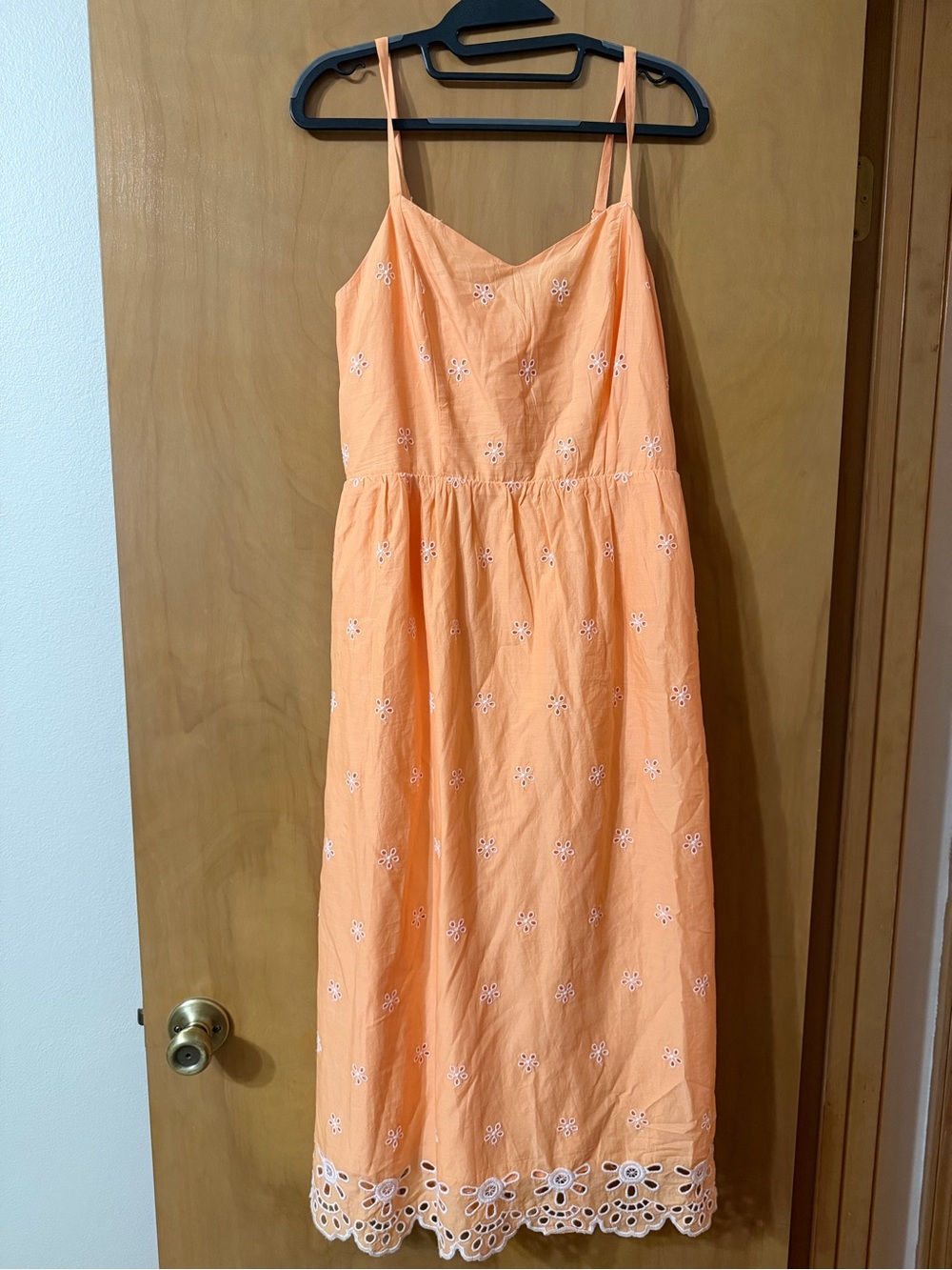 NWOT Old Navy Peach Fit & Flare Eyelet Midi Dress Size M